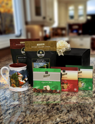 Holiday coffees, mug and seasonal cookies image