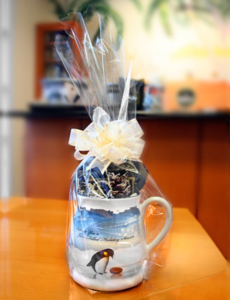 Holiday mug and Mistletoe Penguin image