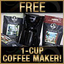 Receive 4 Bags of Fresh Roasted Gourmet Coffee Plus a 1-Cup Coffeemaker and mug for only $22.95 + SH!