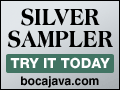 Boca Java's Silver Sampler - Comes with 4 bags of coffee, silver canister, stainless steel scoop, and a 6 pack of biscotti + Free Shipping for only $19.95.