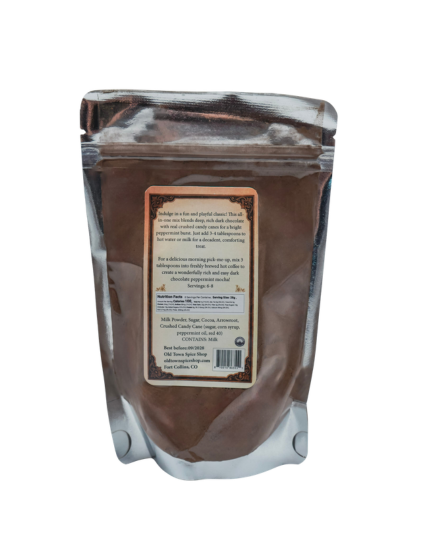 Dark Chocolate Peppermint Cocoa Back of Bag